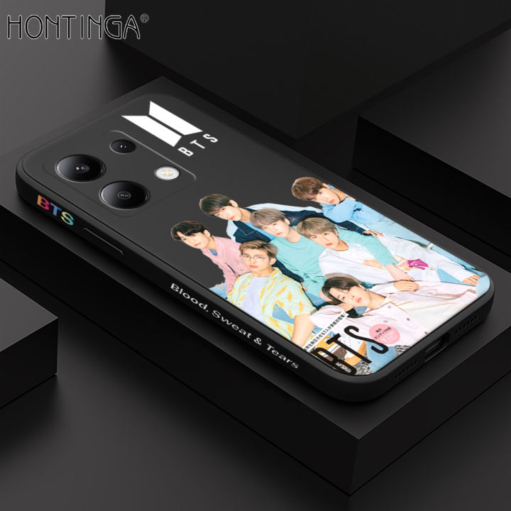 Hontinga for Redmi Note 13 4G Back Cover Fashion Cool BTS Side Design Phone Case Square Soft Liquid Silicone Mobile Cover
