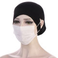 Muslim lady NEW Cotton Under Scarf With Ear Hole Stretch Jersey Inner Hijabs Round Front Under Hijab Caps Female Turban Bonnet. 