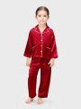 Premium Silk night wear nightwear night suit nightsuit night dress pajamas nighty for kids baby girl (maroon). 