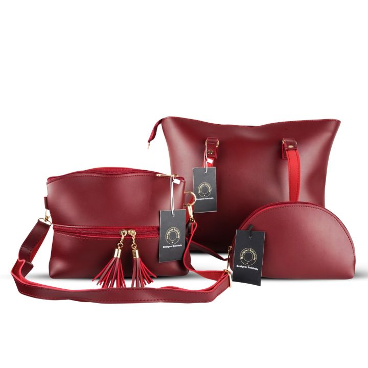 Designer Satchels Luxury Women's 3 Pcs Hand Bags for Girls | Stylish Hand Bags & Purse Set for Girls