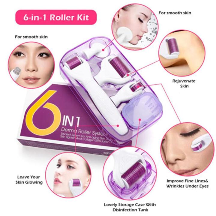 Microneedle Derma Roller Titanium 6in1 Kit in pakistan