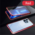 Biruiqu For iPhone 13 Mini 13 Pro Max Magnetic Absorption Case Metal Frame Shockproof Double Sided Tempered Glass Magnetic Case Cover. 