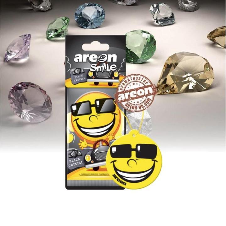 AREON Smile I Emoji Design Hanging Car Air Freshener -Black Crystal-