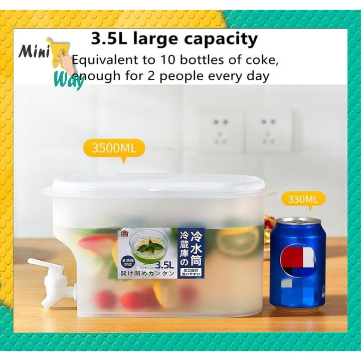 Plastic Drink Dispenser, Beverage Dispenser With Spigot, 1 Gallon Iced Juice Lemon Dispenser For Party Daily Use, Milk Dispenser For Fridge Gallon by Mini Way