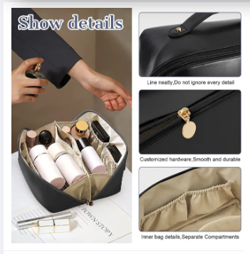 PU Leather Makeup Cosmetic Bag for Daily Use Portable newest Storage