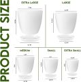Fast Forward Plant Pots Indoor with Drainage - Pack of 5 Decorative Flower Pots for Indoor Plants - White Plastic Planters for Indoor Plants, Flowers, Cactus, Succulents Pot. 
