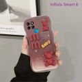 3D Wavy Gradient Baby Bear With Wristband Phone Case for Infinix Smart 7 Smart 6 HD Smart 6 5 4 Note 12 Note 11 10 8 Case Cover. 