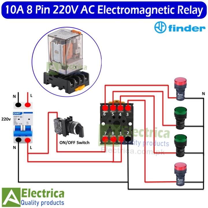 finder%208%20Pin%2010A%20Coil%20220V%20AC%20Rail-Mount%20Power%20Relay%20and%20PTF-088A%20Screw%20Terminals%20Base%20220V%20Contact%20DPDT%20General%20Purpose%20Relay%208%20pins%20double%20pole%20double%20through%20relay%20by%20Electrica%20-%20Image%206