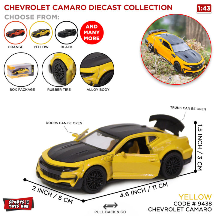 Diecast Chevrolet Camaro Model Toy Car Collection, Die_cast High Simulation Pull Back Function Cars, Alloy Metal Diecast Model Toy Car With Pull Back Action, Openable Doors & Great Interior Details Best Gift For Cars Collectors For Kids & Adults