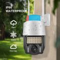 Outdoor FHD PTZ IP Wireless Security Camera, Dome 360, WiFi CCTV Surveillance Camera, Pan / Tilt - Weatherproof - Night Vision - LED Lights - Police Light - Two Way Audio - Motion Detection - SD Card Slot - V380 Pro (White). 