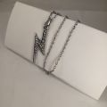 Lightning Bolt Pendant Necklace For Men Women Can Be Used As Couple Models, Stainless Stee. 