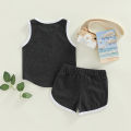 Baby Boys Tanks Tops + Shorts, Sports Casual Style Elastic Waist Drawstring Summer Clothing. 