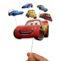Cars Theme Cake Toppers - Cake Toppers - Blue Colors - Boys Theme - Pack Of 6 Cake Toppers. 