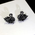 1Pair Fashion Swan Needle Earring Temperament Crystal Rhinestone Jewelry Podazz. 