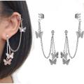 Pair Of Ear Cuff Earring Butterfly Chain Tassel Stylish Earings For Girls Fashion Stylish Korean Jewellery For Girls. 
