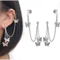 Pair Of Ear Cuff Earring Butterfly Chain Tassel Stylish Earings For Girls Fashion Stylish Korean Jewellery For Girls. 