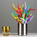 New Colorful Rainbow Pack of 100 Plastic Drinking Straw reusable disposable Straw smoothie straw bendy straw Wedding Party Decoration Tool. 