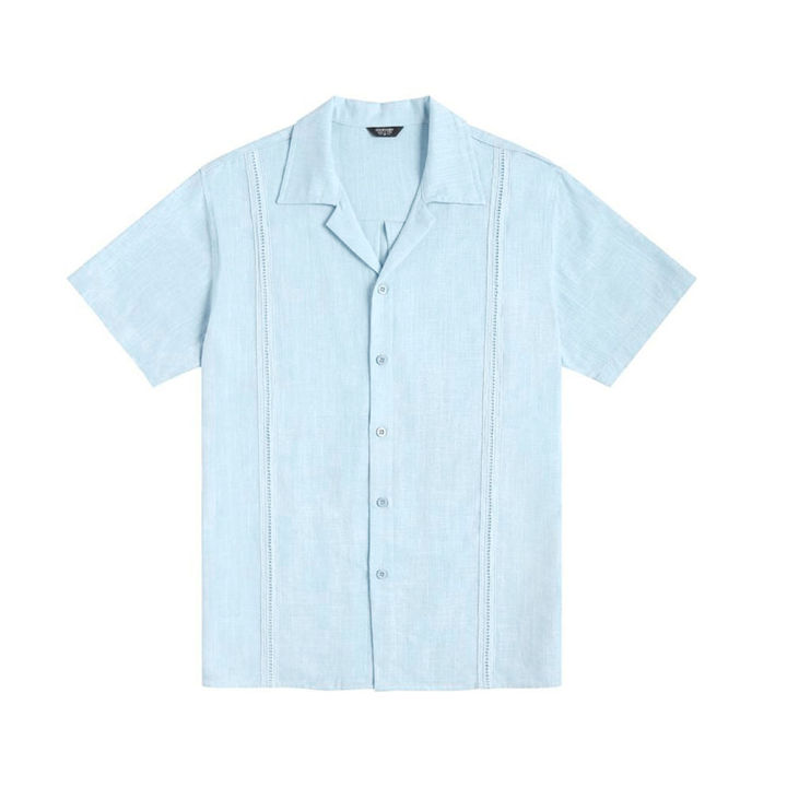 Men%20Summer%20Beach%20Shirt%20Casual%20Cotton%20Linen%20Solid%20Color%20Tops%20Short%20Sleeves%20Lapel%20T%20Shirt%20-%20Image%203