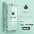 OPPO A12E A3S Realme C1 Maple Leaf Square Edge Pattern Casing Plated Phone Shell Luxury Plating Soft Phone Case. 