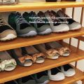 Wooden Shoe Rack Simple 3-Tier Space-Saving Shoe Shelf Storage Organizer. 