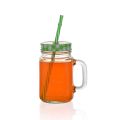 2 Pieces Mason Glass Jar Mug With Straw - 430 ML. 