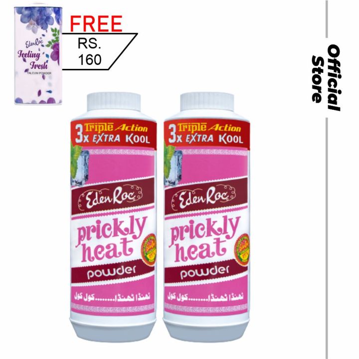 Free Perfumed Talcum Powder On Pack of 2 Eden Roc Prickly Heat Powder 325gm Each