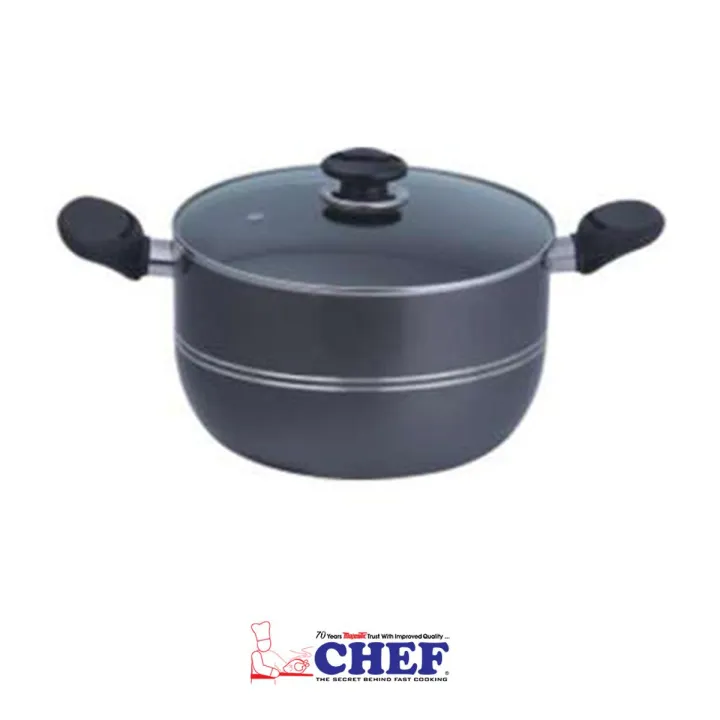 CHEF%20Non%20Stick%20Heavy%20Guage%20Casserole/Degchi/Cooking%20Pot%20-%2022%20cm%20-%20Image%202