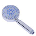 A minimalist bathroom with five adjustable a handheld showerhead set, showerheads, and shower heads. 