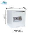 Digital Security Safe Locker NW-15 White Secure Cash, Jewelry, Id Documents Size; D 13.5" W 15" H 16”. 