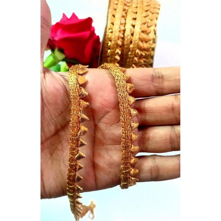 1 gaz/yard fancy golden samosa lace for dress / fancy golden lace for girls / gilden samosa lace for women trouser / fancy golden color samosa lace for shirt / fancy golden samosa lace