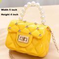 Fancy Mini Jelly Cross Body Bag for Girls With Metal Golden Strap Girls PVC Crossbody Coin Purse Mini Hand Bag for Girls. 