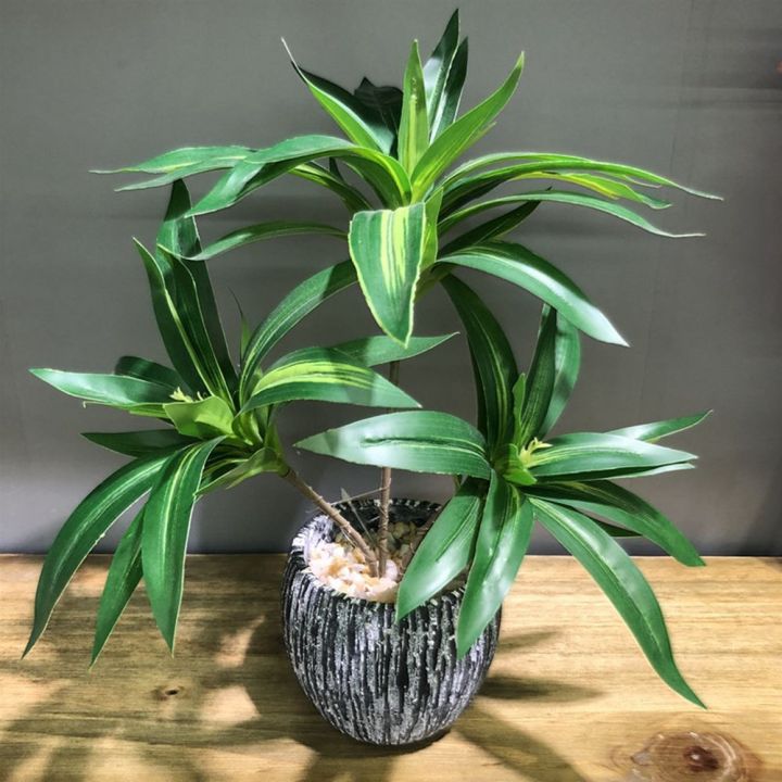 3 Fork Plastic Flower Material Office Living Room Palm Tree Bunch