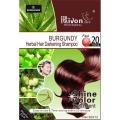 Pack Of 12 Sachet BURGUNDY Color Herbal Hair Darkening Shampoo. 