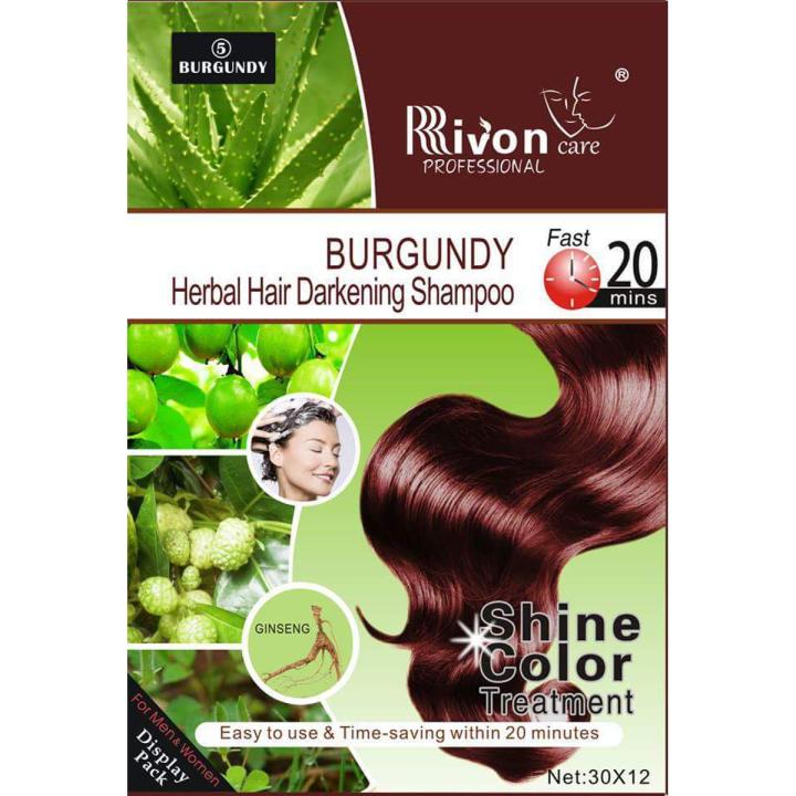 Pack Of 12 Sachet BURGUNDY Color Herbal Hair Darkening Shampoo