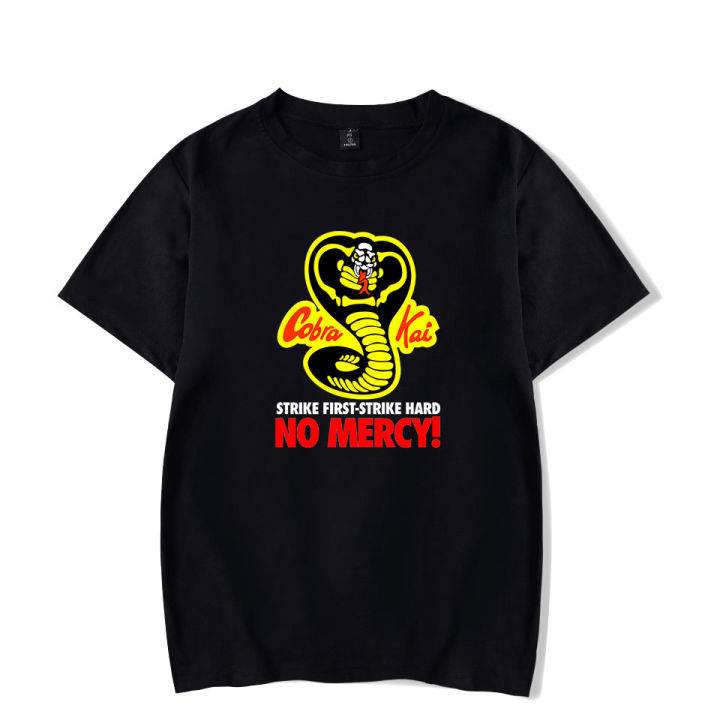 New Karate Kid T Shirt Cobra Kai Strike First Strike Hard No Mercy HD Logo T-Shirt Short Sleeve Mens Tshirt Tops Oversized