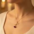 Falling Rose Pendant Necklace – Gold Plated Adjustable Chain. 