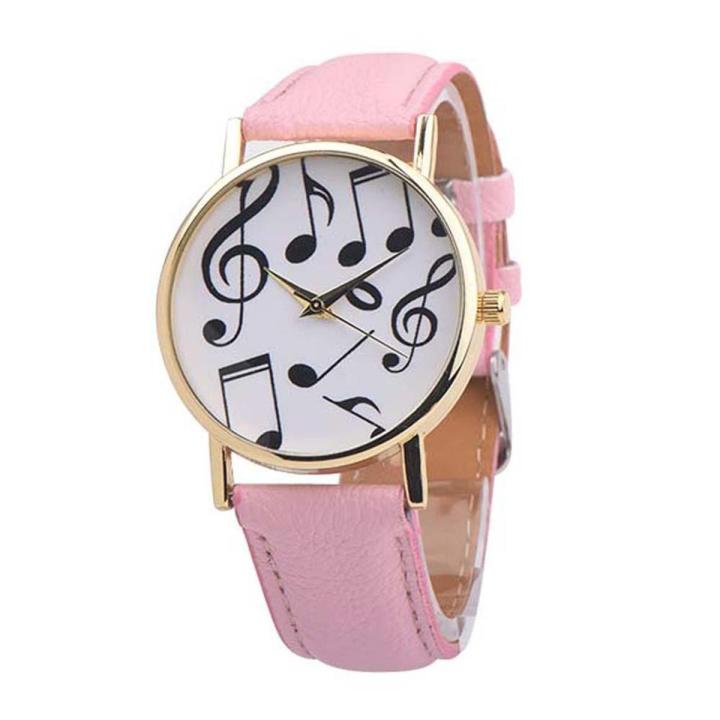 Casual Notes Women Leather Band Musical Analog Quartz Dial Pk Men Wrist Watch