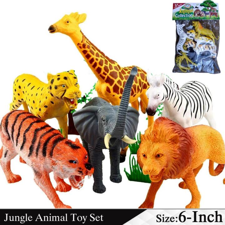 Wild Animal Jungle Zoo Toy Set - Large Size 15cm / 6 Inch