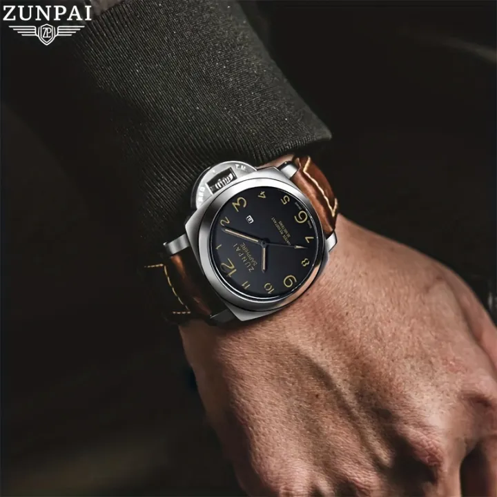 ZUNPAI%20Men%20Watch%20Waterproof%20Stainless%20Steel%20Black%20High%20Quality%20PU%20Leather%20Strap%20Business%20Fashion%20Watch%20For%20Men%20Analog%20Calendar%20Luminous%20Wristwatch%20Luxury%20Brand%20Authentic%20%5BFree%20With%20Box%5D%20-%20Image%205