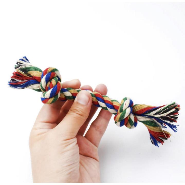Pet Double-Knot Cotton Rope Toy Dog Molar Teeth Cleaning Bone Toy Dog Toy