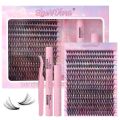 Diy Lash Extension Kit,Cluster Eyelash Extension Kit,Individual Lashes Kit, Lash Glue and Lash Applicator. 