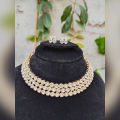 White 3 Lyer Zargon Style Necklace Set with Studs. 