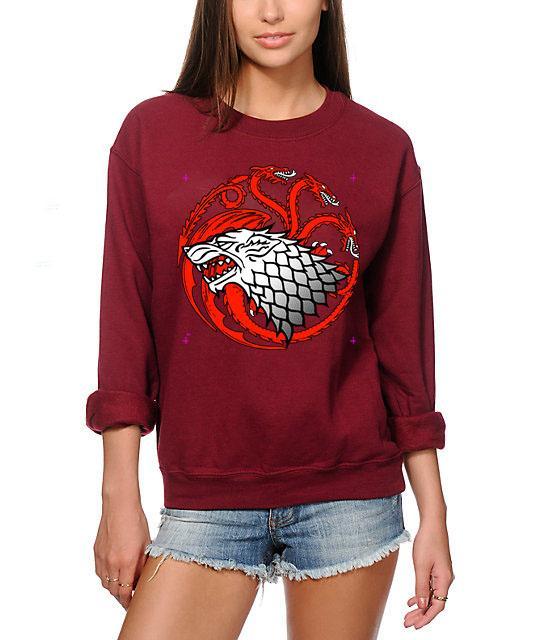 Maroon Dragon Pullover Printed High Quality Fleece Winter High Quality Sweatshirt