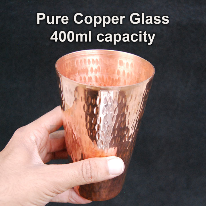 Pure Copper Glass | 400ml capacity | Hammered Design | Pure Copper mug Traditional Glass | New Design
