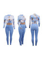 2020 Women's Floral Print 2 Piece Set, Long Sleeve Standup Collar Crop Top Skinny Long Pants Sports Sweat. 