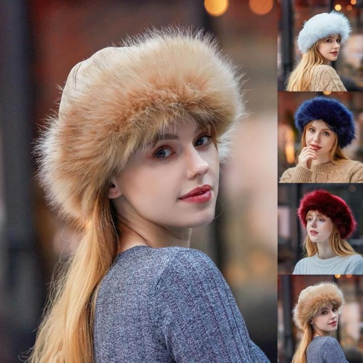 Warm Thick Cap Women Hat Beanie Mongolian Men Winter Faux Fur Suede Fluffy Snow Cap