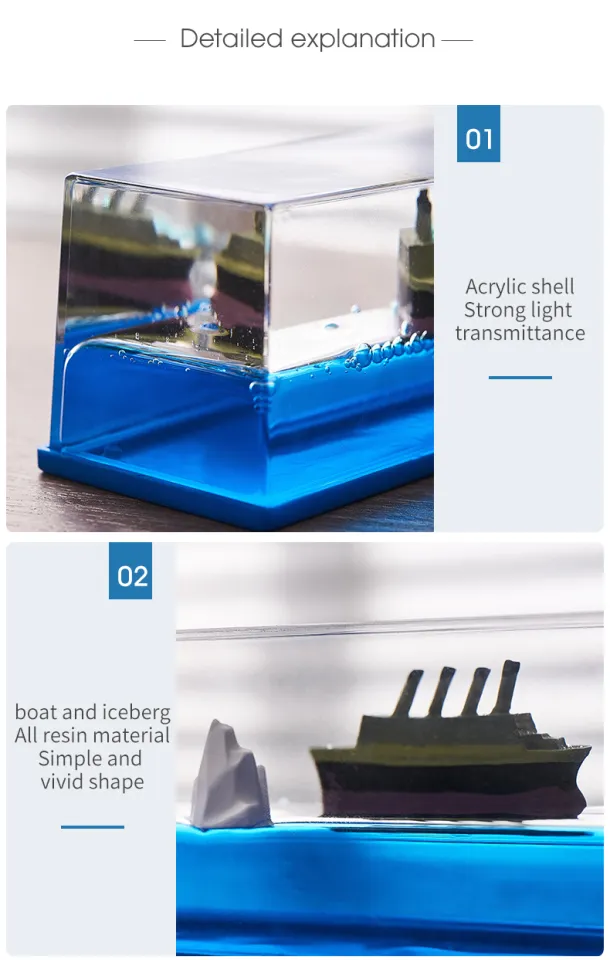 Bouteille Dérive Bateau De Croisière – Déco Acrylique Insubmersible Avec Figurines Résine, 15,3x5,3x5,3 Cm – Cadeau Bureau Maison