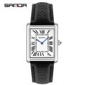 Sanda Rectangular Wrist Watches for Women Men Watches Luxury Brand Leather Quartz Clock zegarek damski 1108. 