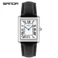 Sanda Rectangular Wrist Watches for Women Men Watches Luxury Brand Leather Quartz Clock zegarek damski 1108. 