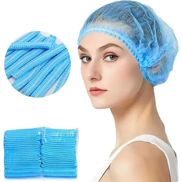 Head Cap Kitchen 100 Pcs Disposable Non Woven Head Caps Hair Net Covers for Kitchen Food ...